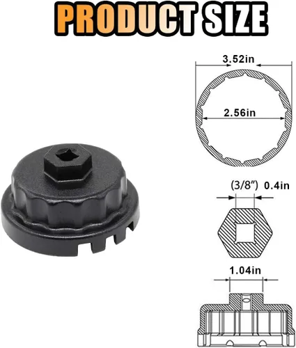 Miniatura 2 de JOYCOURT - Llave de filtro de aceite, herramienta de extracción de tapa de filtro de aceite de servicio pesado para motores de 2.5-5.7L compatible