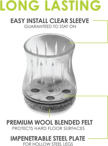 Miniatura 2 de Slipstick GorillaFelt CB184 - Protectores de suelo para patas de silla para suelos de madera, almohadillas de fieltro de funda transparente