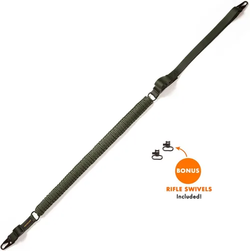 Miniatura 5 de 550 Paracord - Eslinga de pistola de 2 puntos para fusiles, escopetas, ballestas, Airsoft, con correa ajustable fácil, clips HK, giratorios, diseño