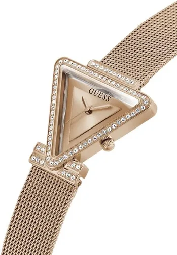 Miniatura 4 de GUESS US - Reloj analógico de malla triangular en tono oro rosa para mujer, plateado