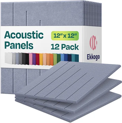 Miniatura 49 de Paneles insonorizantes de alta densidad para pared, forma hexagonal, paquete de 12 unidades de 14" x 12.1" x 0.4", color azul mezclilla Azul denim