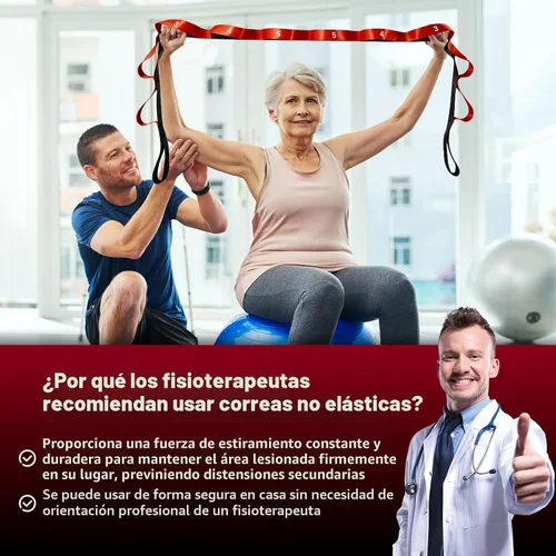 Miniatura 6 de Acozycoo Correa de estiramiento con 10 bucles, correa de yoga para terapia física, entrenamiento en casa, entrenamiento de pilates y flexibilidad