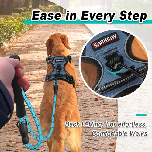 Miniatura 3 de BARKBAY Arnés para perro sin tirones para perros grandes, ajustable, reflectante, cómodo, sin estrangulamiento, resistente - perfecto para Azul