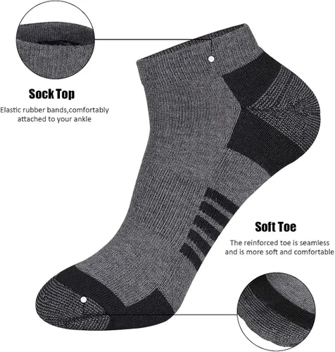 Miniatura 4 de COOVAN 10 Pairs Mens Ankle Socks Men 10 Pack Low Cut Comfort Cushion Casual Socks