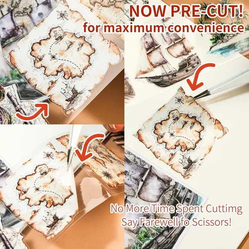 Miniatura 4 de Juego de 6 rollos de cinta adhesiva para mascotas con temática de explorador náutico para álbumes de recortes, cinta decorativa Washi para diario