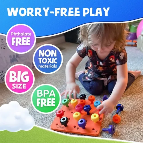 Miniatura 3 de Skoolzy Montessori Tablero Sensorial de Clavijas Juego de 33 Piezas - Desarrolla el Juego Sensorial Terapia Ocupacional Juguetes Educativos