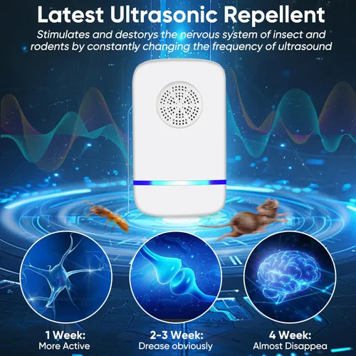 Miniatura 4 de Repelente ultrasónico de plagas para interiores, 6 unidades, repelente electrónico de plagas y ratones, enchufe ultrasónico para mosquitos, ratones