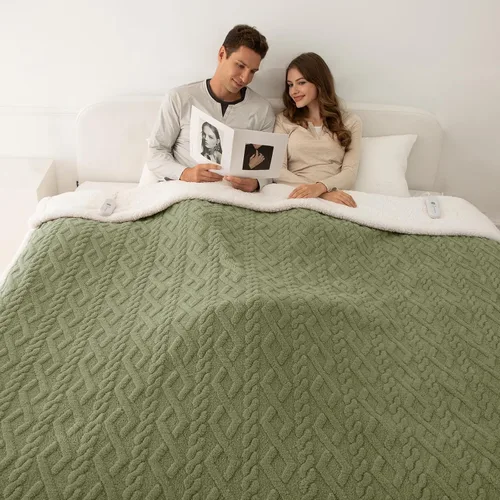 Miniatura 19 de Manta eléctrica tamaño individual 62"X84" amarilla - Manta cálida y gruesa de sherpa con calefacción para invierno con 5 niveles de calentamiento