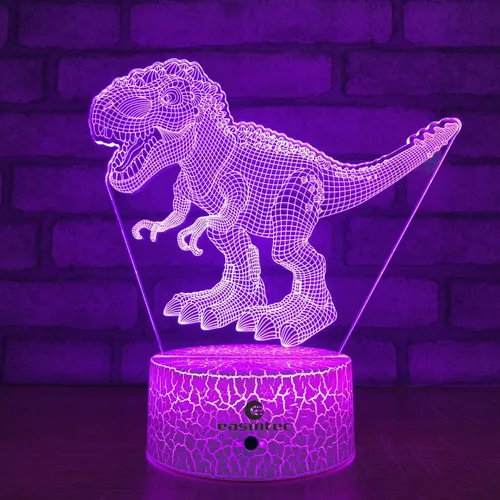 Miniatura 8 de easuntec Juguetes de dinosaurio con luz nocturna 3D con control remoto y táctil inteligente, 7 colores + 16 colores cambiantes TRex juguetes