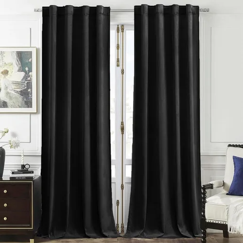 Timeper Cortinas opacas de terciopelo negro de 42 pulgadas de ancho x 84 pulgadas de largo, cortinas opacas para dormitorio, sala de estar, cortinas