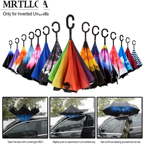 Miniatura 171 de MRTLLOA - Paraguas invertido de gran tamaño de 40/49/56 pulgadas - Sombrilla doble capa resistente al viento, con mango en forma de C y tamaño golf