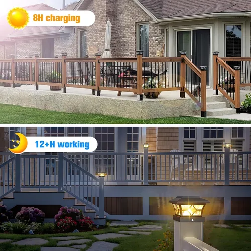 Miniatura 5 de VOLISUN Luces Solares para Postes Exteriores, Luces Solares para Postes de Valla de 4x4 Vinilo/Madera, Luz Solar Negra Impermeable para Poste