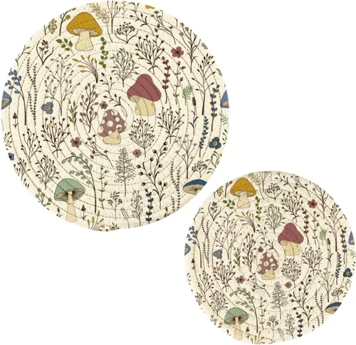 Qilmy Juego de 2 agarraderas de cocina de hongos, salvamanteles redondos resistentes al calor para platos calientes, olla caliente y sartén, 7