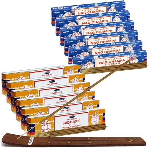 Miniatura 17 de Varillas de incienso de Sangre de Dragón y Palo Santo con soporte, paquete de variedad de la marca House of Nag Champa y Trumiri
