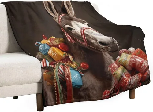 Miniatura 28 de Manta cálida de Navidad Folk Botanicals de microforro polar ultrasuave y cálida, acogedora manta ligera, manta rústica de vacaciones de 30 x 40