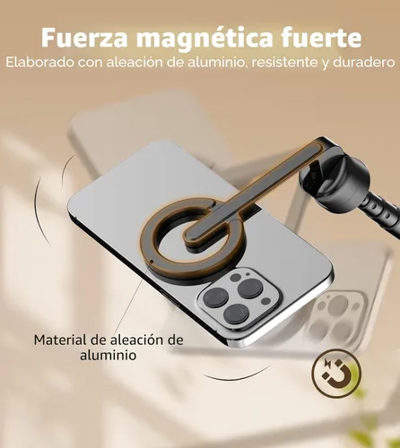 Miniatura 4 de TONEOF Trípode magnético para selfie de 68 pulgadas con soporte magnético fuerte de aluminio para Magsafe, soporte giratorio de 360° para teléfono