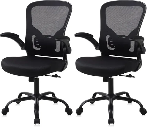 Miniatura 19 de Flysky Silla de oficina de malla, sillas ergonómicas de escritorio para computadora para oficina en casa, con reposabrazos abatibles