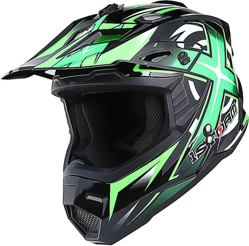 Miniatura 10 de 1Storm Casco de Motocross para Jóvenes Niños BMX MX Casco de Bicicleta Adolescente Estilo de Carreras; Azul de Carreras + Gafas + Paquete de Guantes