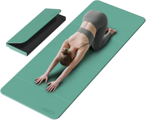 Miniatura 12 de Esterilla de yoga plegable extra grande de 74 x 31.5 pulgadas, 0.315 pulgadas, de doble cara, antideslizante, ligera, para hombre y mujer, portátil