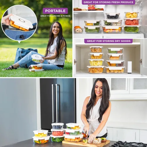 Miniatura 9 de HOLDN’ STORAGE Recipientes de almacenamiento al vacío para alimentos, juego de 4 recipientes de compartimentos y bomba electrónica - Mantenga