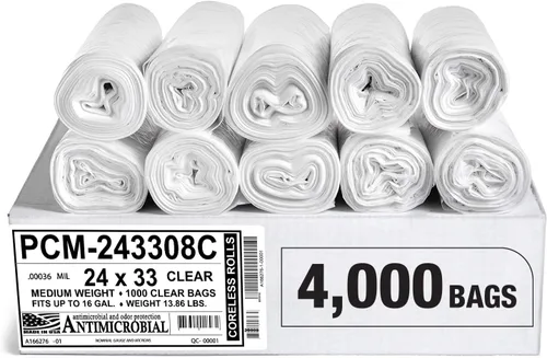 Miniatura 8 de Aluf Plastics Bolsas de basura transparentes de 4 galones y 6 micrones (eq) - 17 x 18 pulgadas - Paquete de 2000 - Para el hogar, oficina, baño
