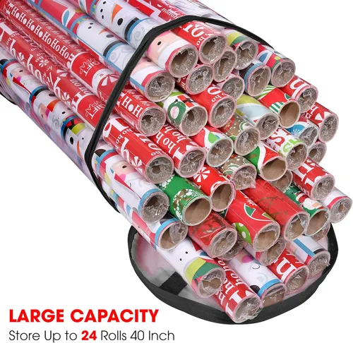 Miniatura 2 de Bolsa de almacenamiento de papel de regalo, organizador de papel de regalo, se adapta a rollos de 40 pulgadas de largo, con capacidad para hasta 24