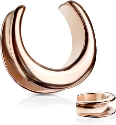 Miniatura 2 de Pierced Owl - Rose Gold Tone Plain Saddle Spreader Ear Gauges in 316L Stainless Steel, Sold as A Pair