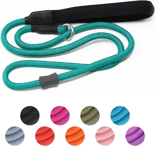 Miniatura 14 de Correa de Entrenamiento para Perros de Cuerda Deslizante Fuerte (4 pies) – Correa de Nylon Trenzado Resistente y Duradera con Tope de Goma y Mango