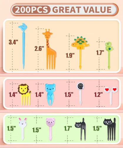 Miniatura 7 de 200 Piezas Palillos de Comida para Niños con Caja de Almacenamiento Multicolor 200pcs con caja de almacenamiento