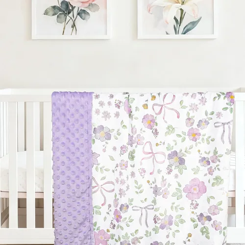 Miniatura 12 de Manta de bebé para niñas y niños, manta de visón súper suave de doble capa con respaldo de puntos, manta de cama de bebé recién nacido, manta