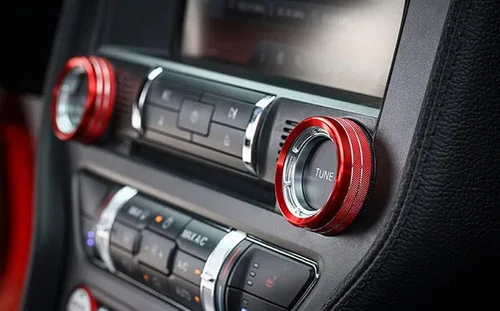 Miniatura 4 de iJDMTOY 2 fundas deportivas de aluminio anodizado rojo estéreo de audio de volumen de sintonizador de radio interruptor de control de anillo
