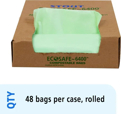 Miniatura 3 de Stout e2430e85 13 galones 24" x 30" Heavy Duty biodegradables bolsas de basura, 45 bolsas por caja, astm6400, verde, fabricado en Estados Unidos por