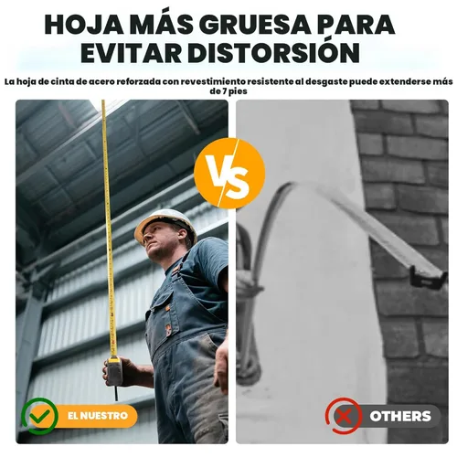 Miniatura 8 de MulWark cinta para medir con escalas imperiales y métricas, de 27 pies, con hoja gruesa, gancho magnético y cubierta amortiguadora de golpes. Para