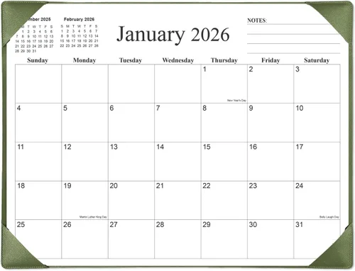 Miniatura 14 de Calendario de Escritorio 2026 con Alfombrilla de Escritorio, Calendario de Escritorio Pequeño de 18 Meses de Enero de 2026 a Junio de 2027, Verde