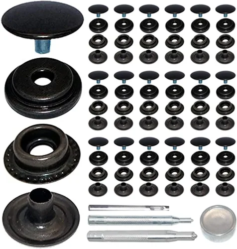 Miniatura 9 de 60Sets 0.492 in de acero inoxidable sujetador Snap Press Stud botón kits para abrigos bolsas cueros barco marino lona plata sin herramientas