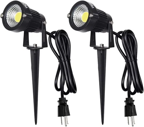 Foco LED de paisaje para exteriores, focos de jardín impermeables IP65, 5 W CA 120 V, luz de inundación de patio, luces de césped de estacas de