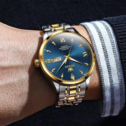 Miniatura 3 de OLEVS Relojes automáticos para hombre, reloj de pulsera mecánico de cuerda automática, vestido de negocios de lujo, acero inoxidable, luminoso