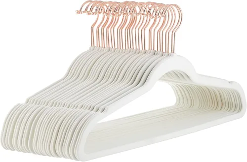 Miniatura 24 de Amazon Basics - Juego de 100 perchas para ropa, delgadas, antideslizantes y de terciopelo, color negro