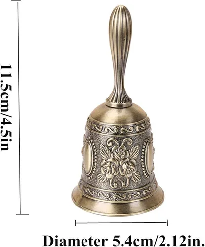 Miniatura 6 de Campana de llamada retro campana de mano antigua campana de cena de bronce campana de servicio restaurante campana de latón cascabel boda aula