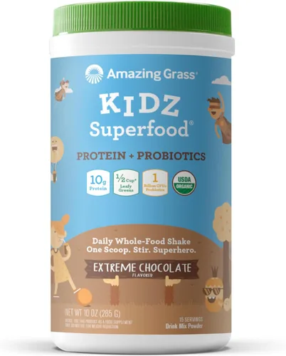 Miniatura 8 de Amazing Grass Kidz Superfood: Vegetales orgánicos, frutas y verduras, polvo de raíz de remolacha y probióticos para niños saludables, explosión