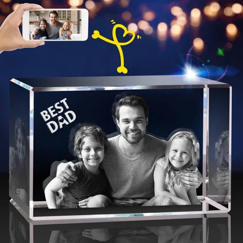 Miniatura 10 de Foto de Cristal 3D, Regalo Personalizado de Navidad, Regalos de Imagen Personalizada con Tu Propia Foto para Navidad, Día del Padre, Cumpleaños