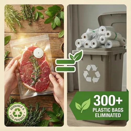 Miniatura 6 de ZKIRON Bolsas reutilizables selladoras al vacío para alimentos, paquete de 20 – Bolsas de almacenamiento de alimentos extra grandes, sin BPA, doble