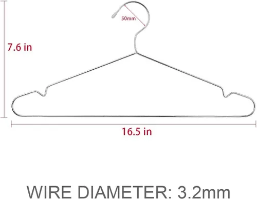 Miniatura 5 de TIMMY Wire perchas Pack 30 acero inoxidable fuerte metálica perchas ropa 16,5 pulgadas