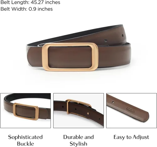 Miniatura 6 de GOELIA Women's Reversible Genuine Leather Belt Thin Fashion Waist Belts for Jeans Pants Dresses with Buckle