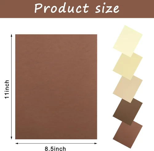 Miniatura 2 de Whaline 50 hojas de 8.5 x 11 pulgadas, surtido de tarjetas de color marrón, 5 tonos tierra, núcleo sólido, manualidades, álbumes de recortes