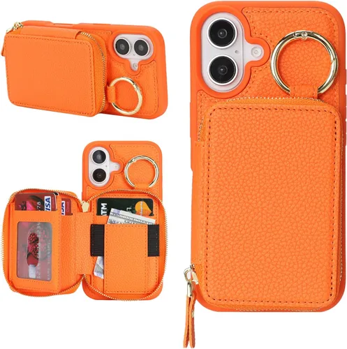 Miniatura 40 de Funda compatible con iPhone Air Wallet con tarjetero para iPhone Air, funda con cremallera y ranura para mujer, 5G de 6.5 pulgadas, color oro rosa