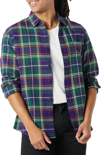 Tienda Essentials Camisa de franela de manga larga para hombre (disponible en tallas grandes y altas)