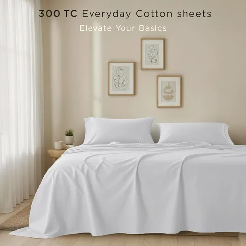 Miniatura 2 de Threadmill Sábanas 100% Algodón para Cama Tamaño King Juego de Sábanas de Cama King de 4 Piezas Suave, Transpirable y Ligero Satén Sólido
