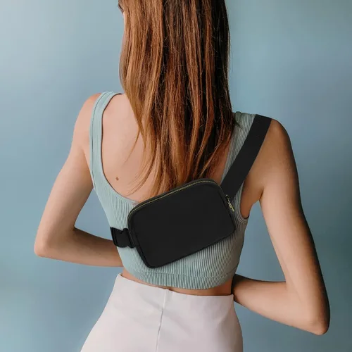 Miniatura 66 de Riñonera cruzada para mujeres y hombres, bolsa para cinturón para senderismo con correa ajustable, riñonera para correr, entrenamiento, deportes