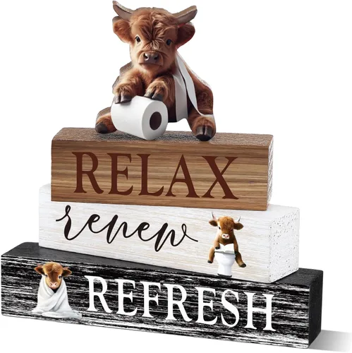 Miniatura 24 de Cinnvoice 4 piezas de decoración de baño de gato negro, decoración de baño de granja Hello Sweet Cheeks, centro de mesa, regalo para Navidad, San